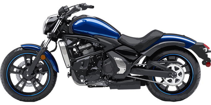 Blue Cruiser Motorcycle Profile PNG image