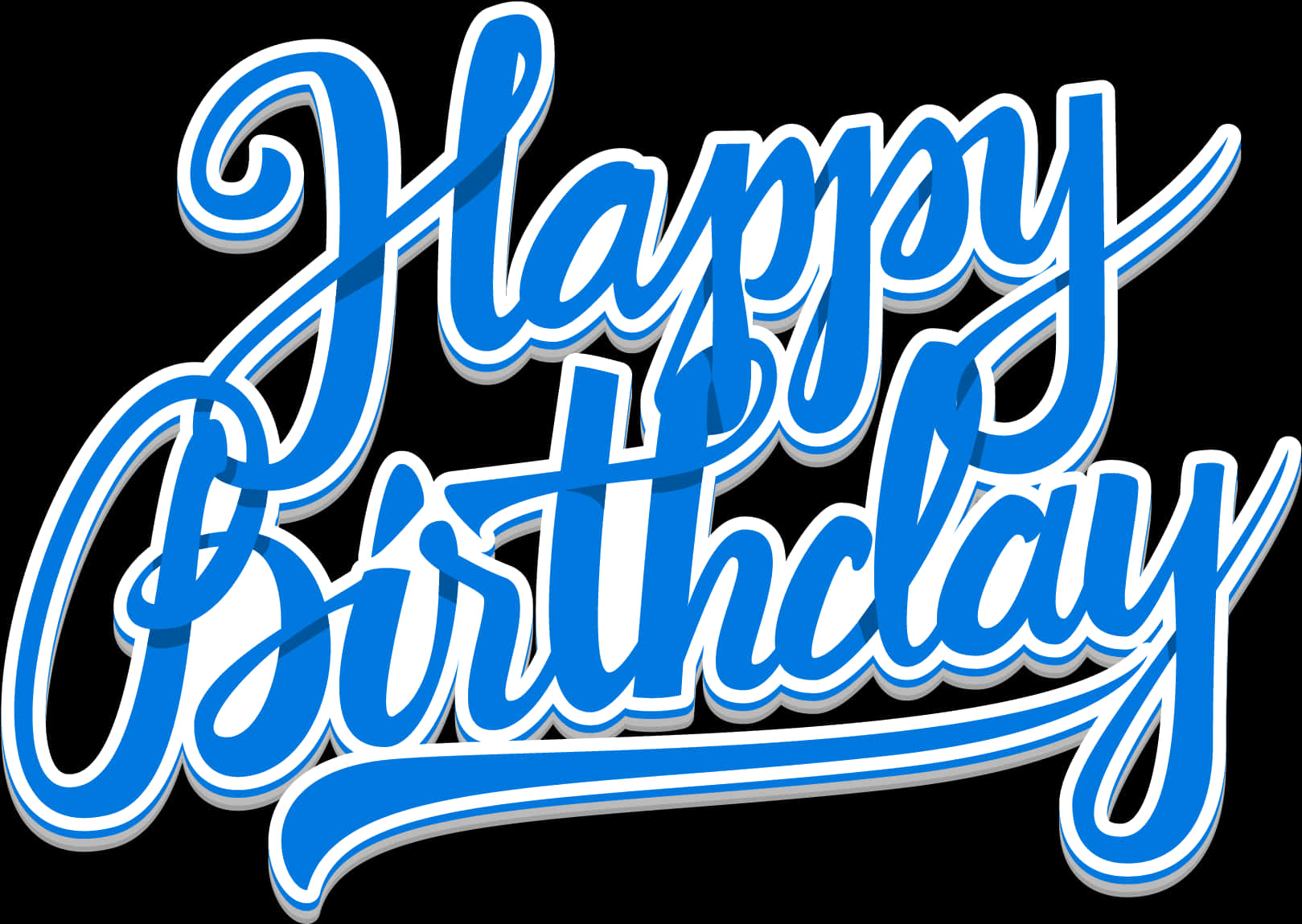 Blue Cursive Happy Birthday Text PNG image