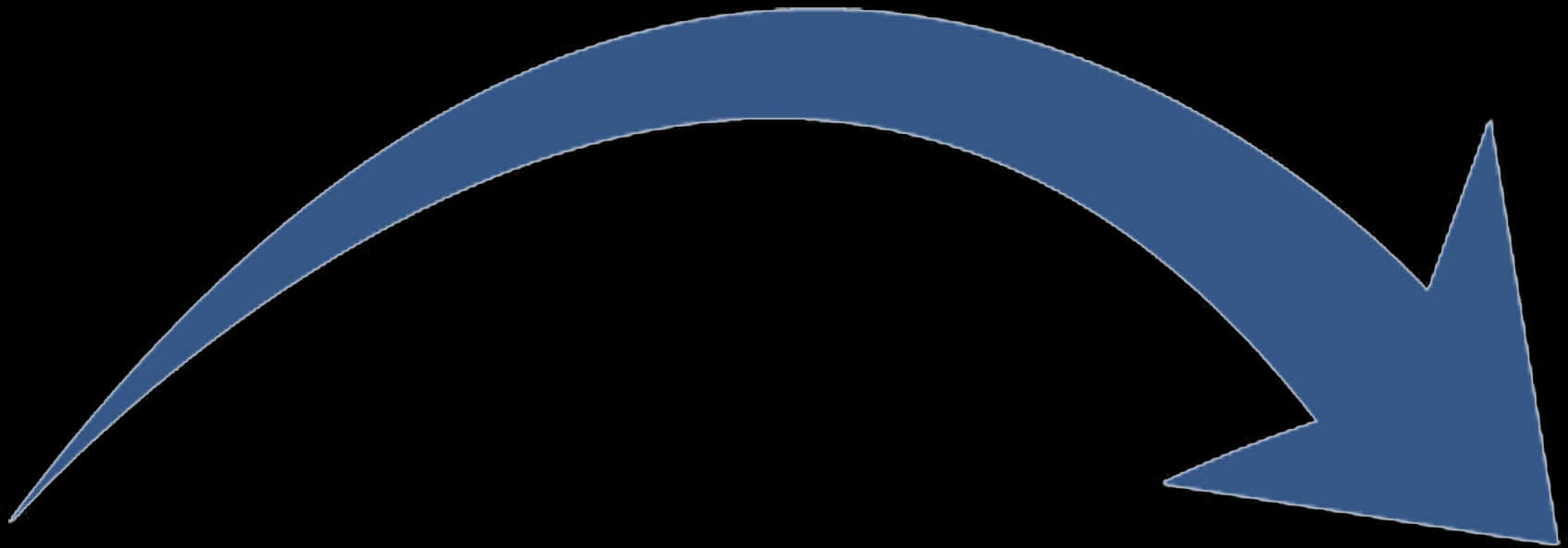 Blue Curved Arrowon Black Background PNG image