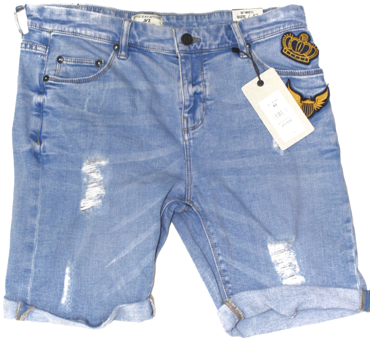 Blue Denim Bermuda Shorts With Tags PNG image