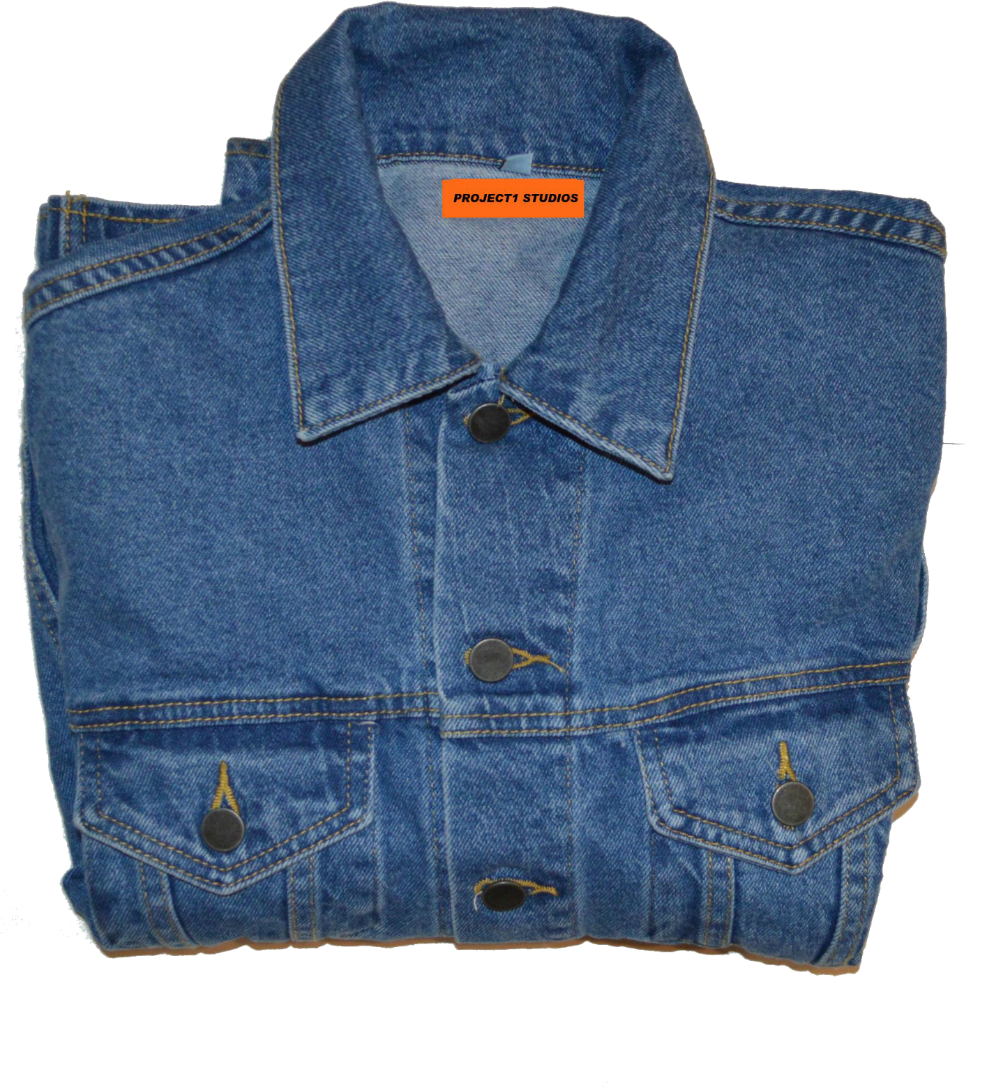 Blue Denim Jacket Flat Lay PNG image