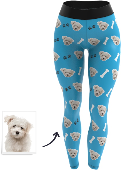 Blue Dog Print Leggings Design PNG image