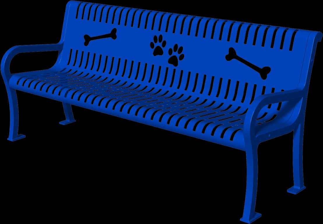 Blue Dog Themed Park Bench PNG image