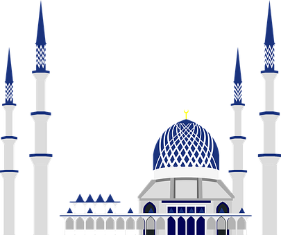 Blue Domed Mosque Illustration PNG image