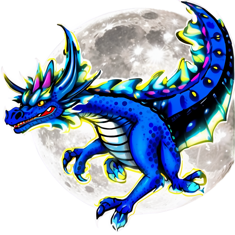 Blue Dragon And Moon Png Ecb PNG image