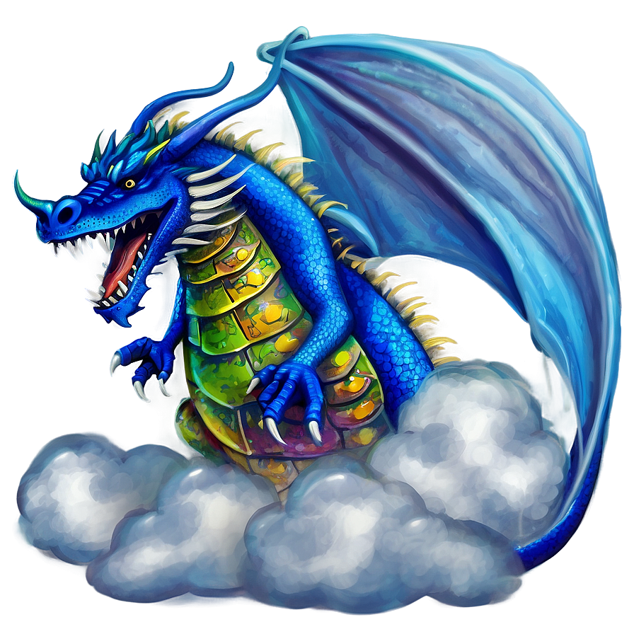 Blue Dragon In Clouds Png 06252024 PNG image