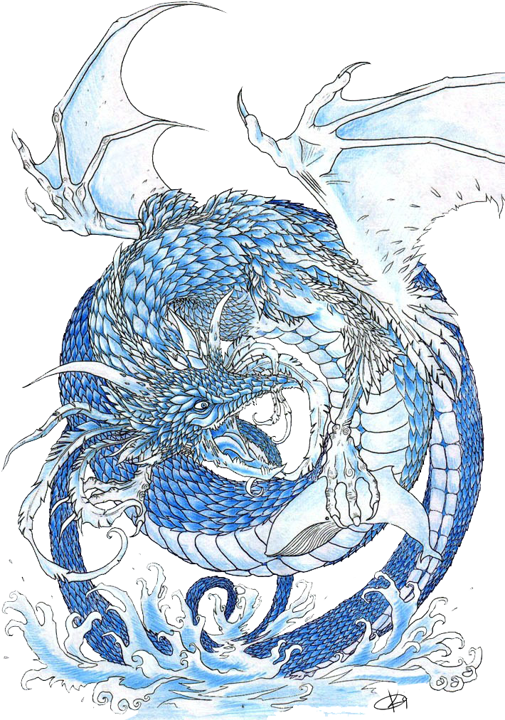 Blue Dragon Tattoo Design PNG image
