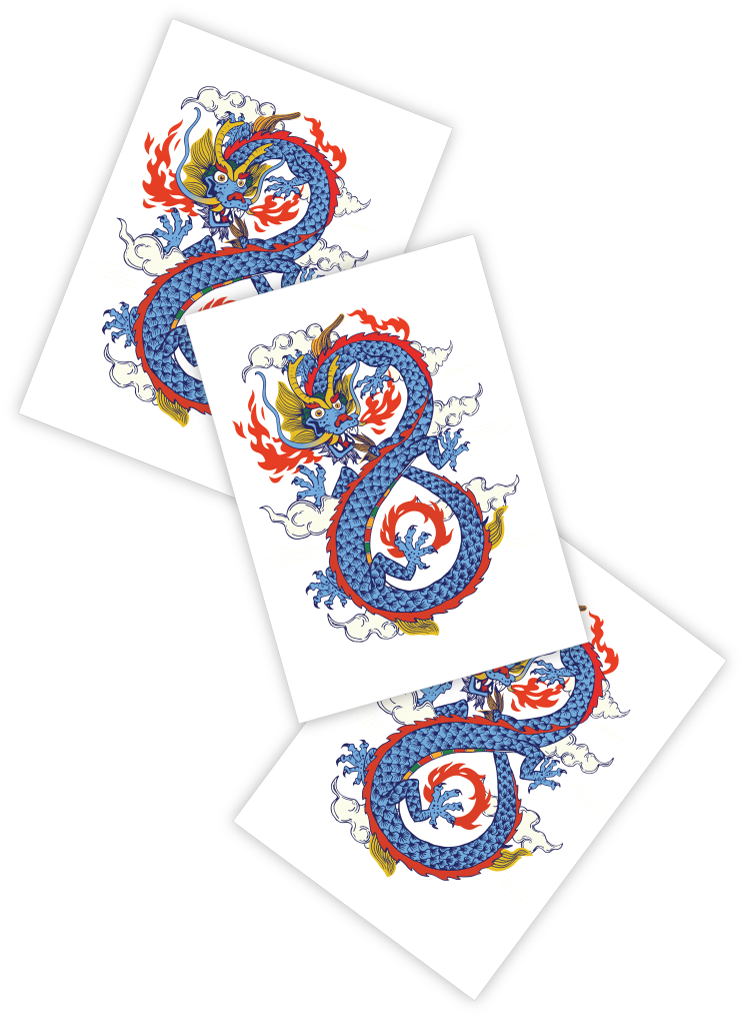 Blue Dragon Tattoo Design Cards PNG image