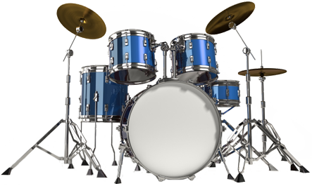 Blue Drum Set Isolatedon Black PNG image