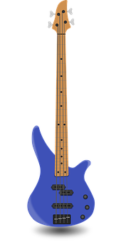Blue Electric Bass Guitar PNG image