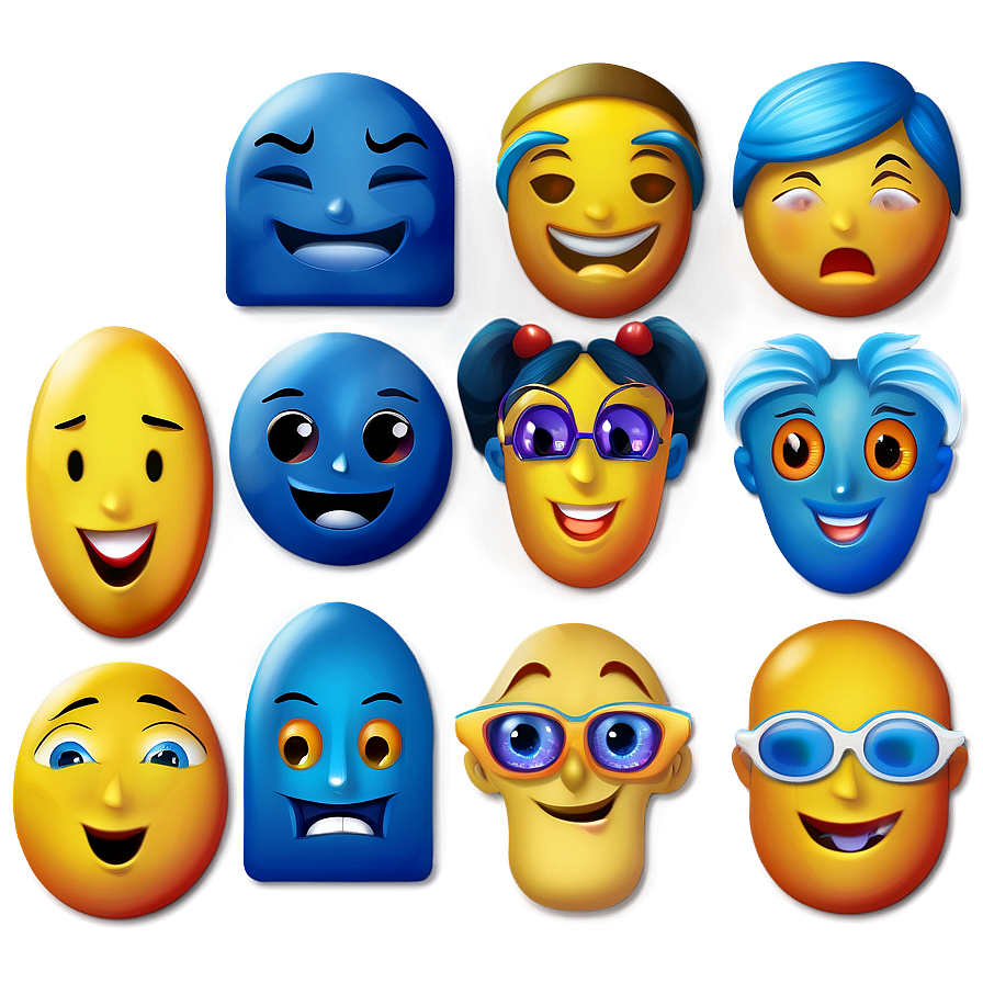 Blue Emoji Characters Png Edition Rlg34 PNG image