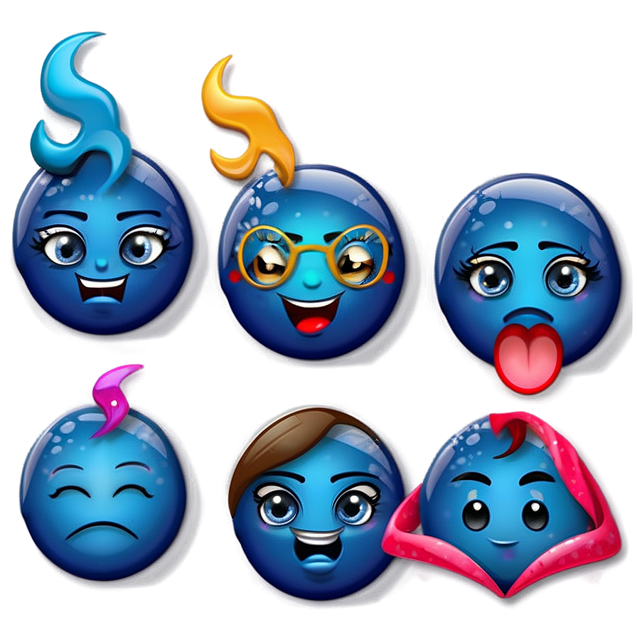 Blue Emoji Expressions Png 06282024 PNG image