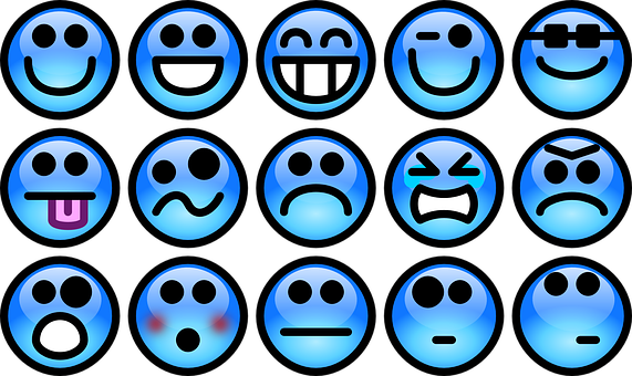 Blue Emoji Expressions Set PNG image