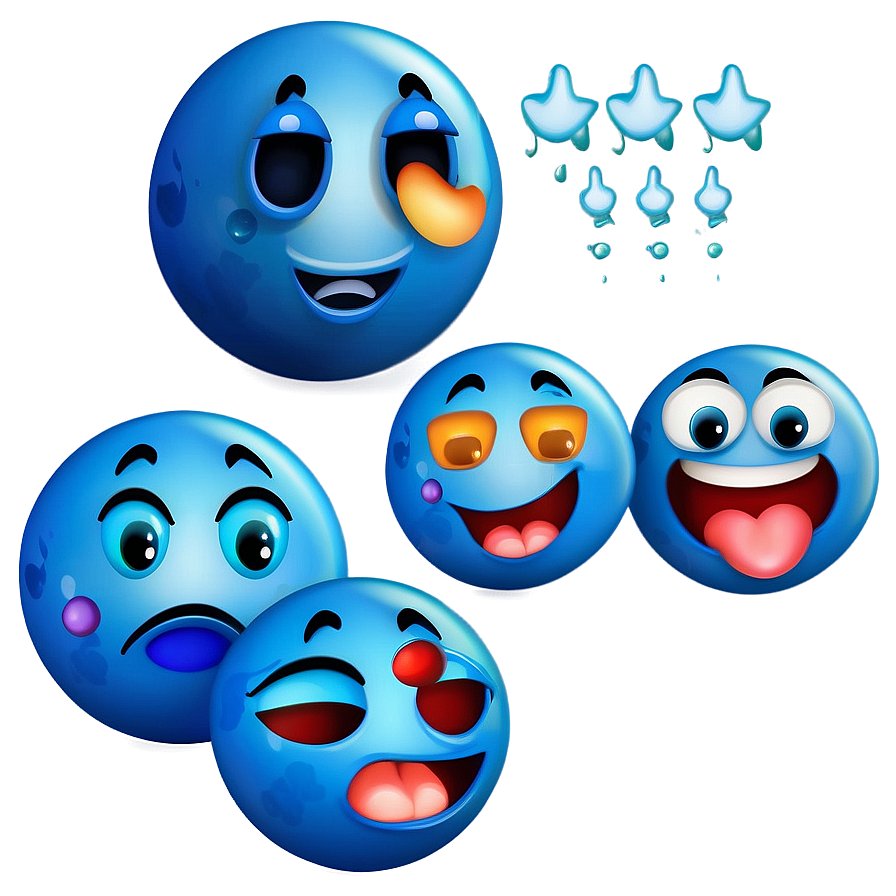 Blue Emoji Reactions Png Set 06282024 PNG image