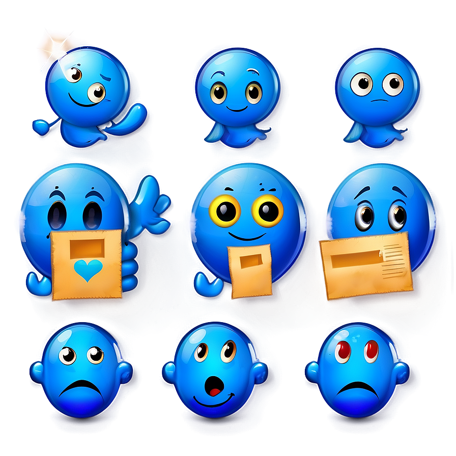 Blue Emojis Png For Digital Communication 06282024 PNG image