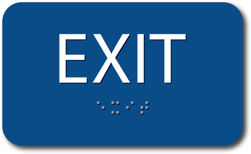 Blue Exit Signwith Braille PNG image