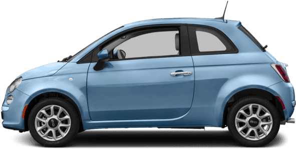 Blue Fiat500 Side View PNG image