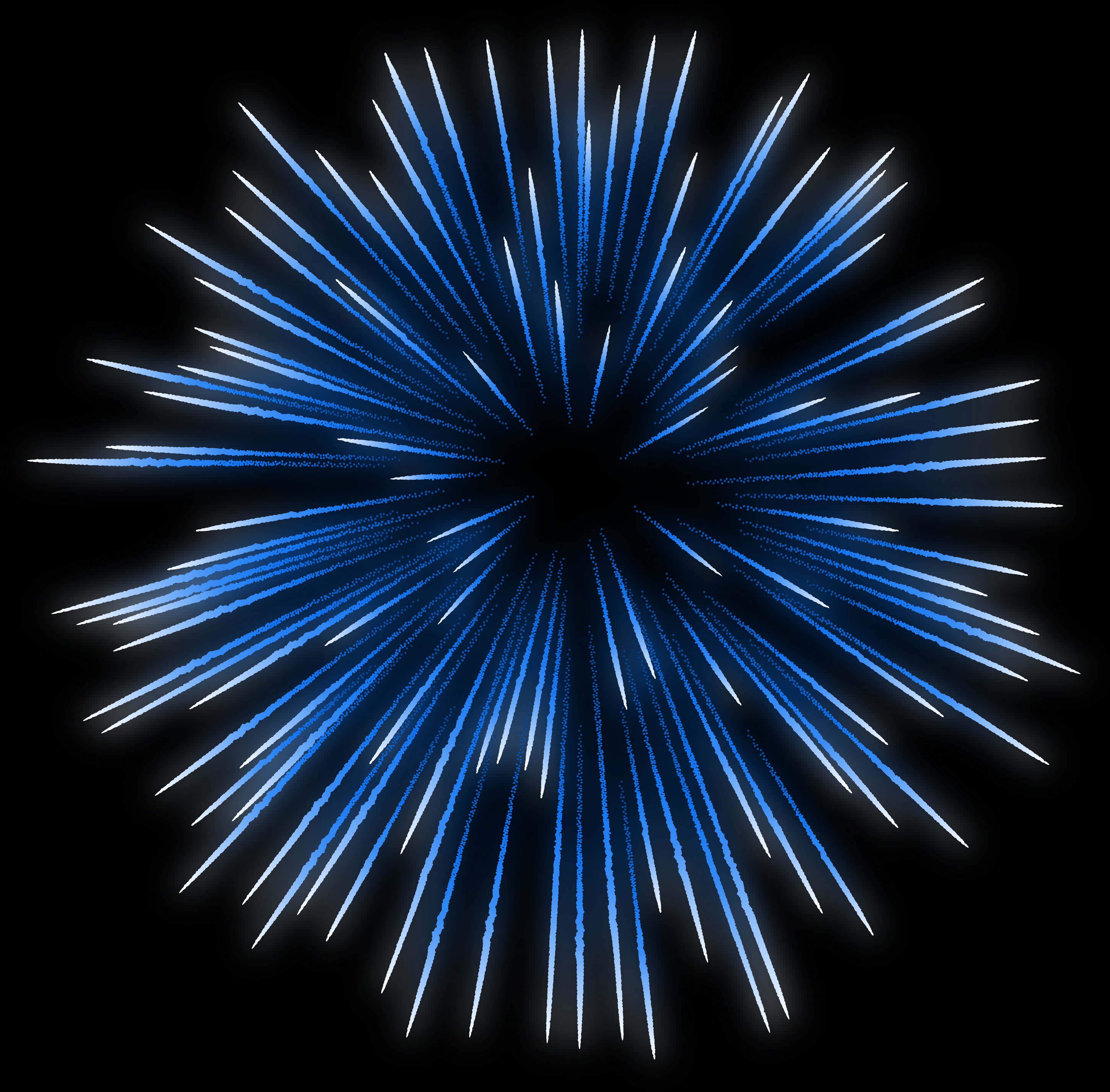 Blue Firework Burst Against Black Sky PNG image