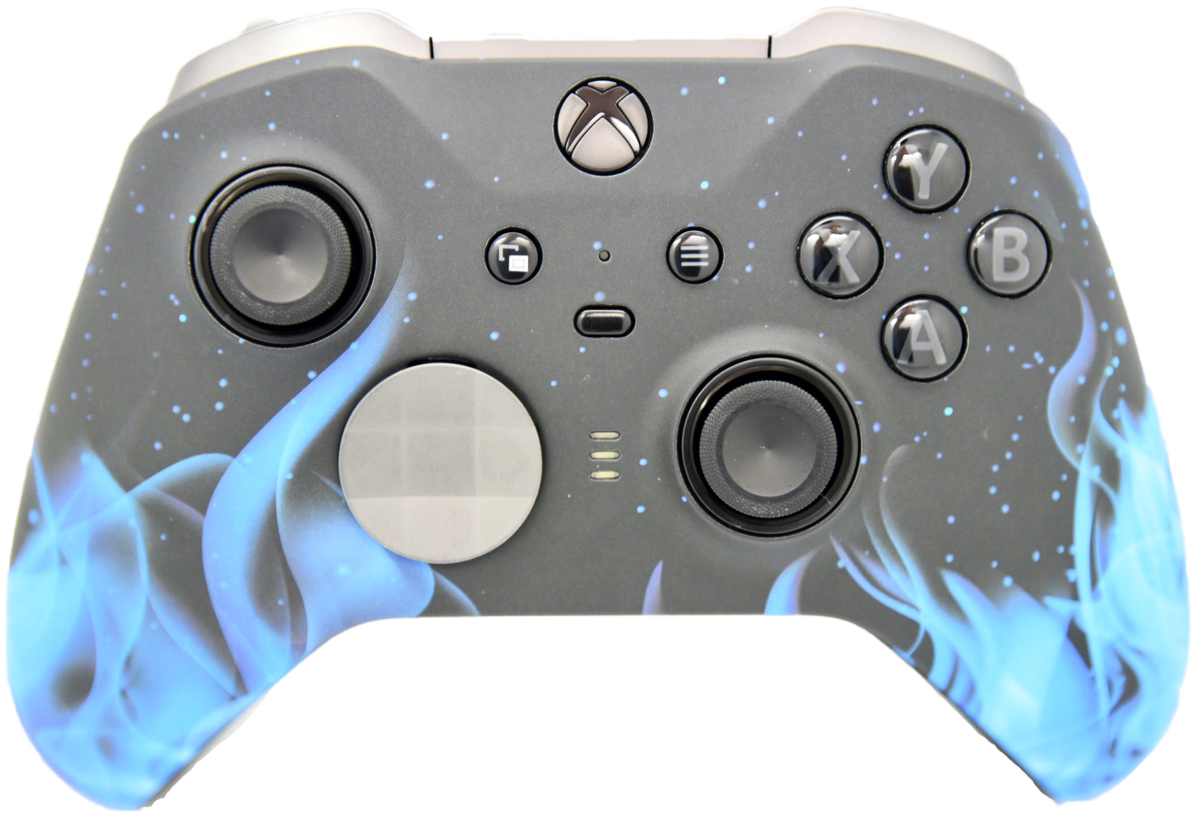 Blue Flame Xbox Controller Design PNG image