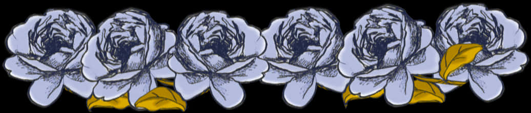 Blue Floral Border Design PNG image