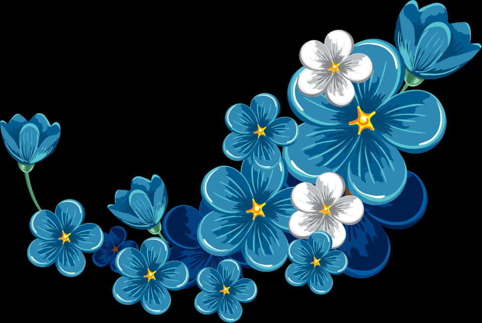 Blue_ Floral_ Border_ Design PNG image