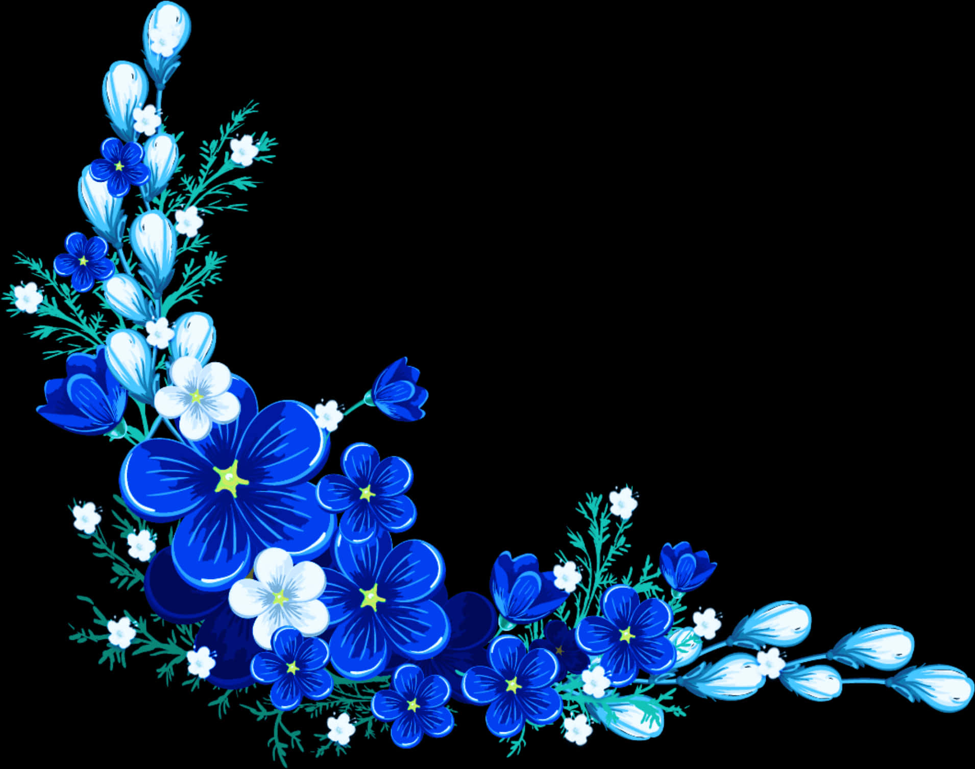 Blue_ Floral_ Corner_ Design PNG image