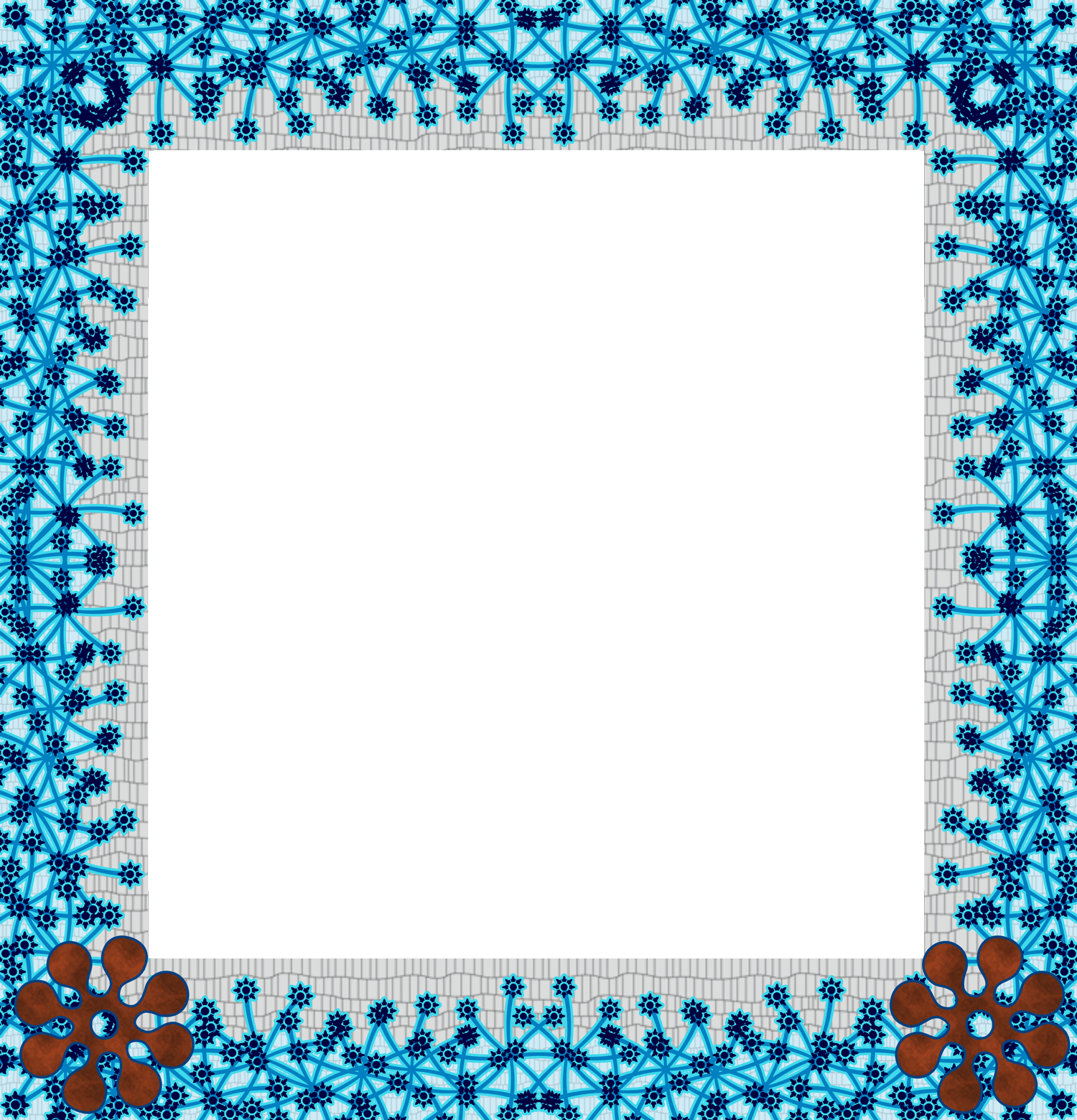 Blue Floral Frame Design PNG image