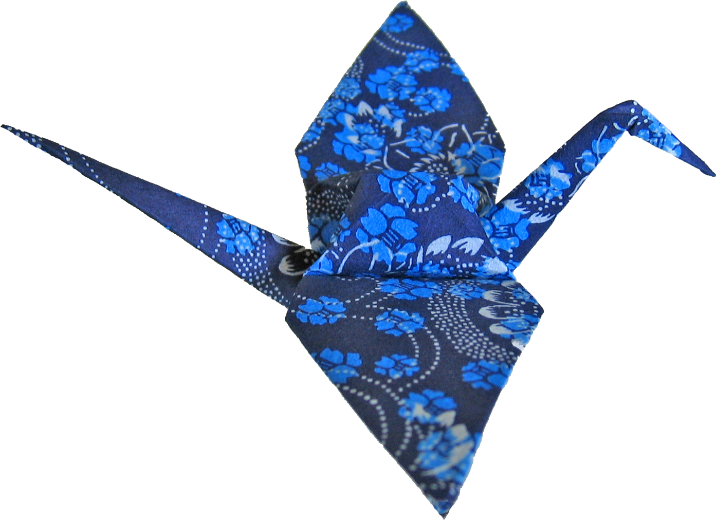 Blue Floral Pattern Origami Crane PNG image