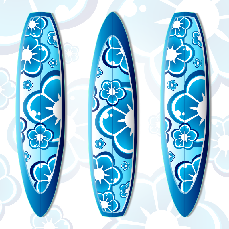 Blue Floral Surfboards Design PNG image