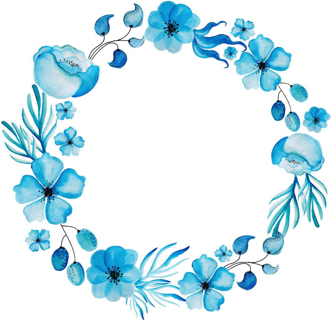 Blue Floral Watercolor Frame PNG image