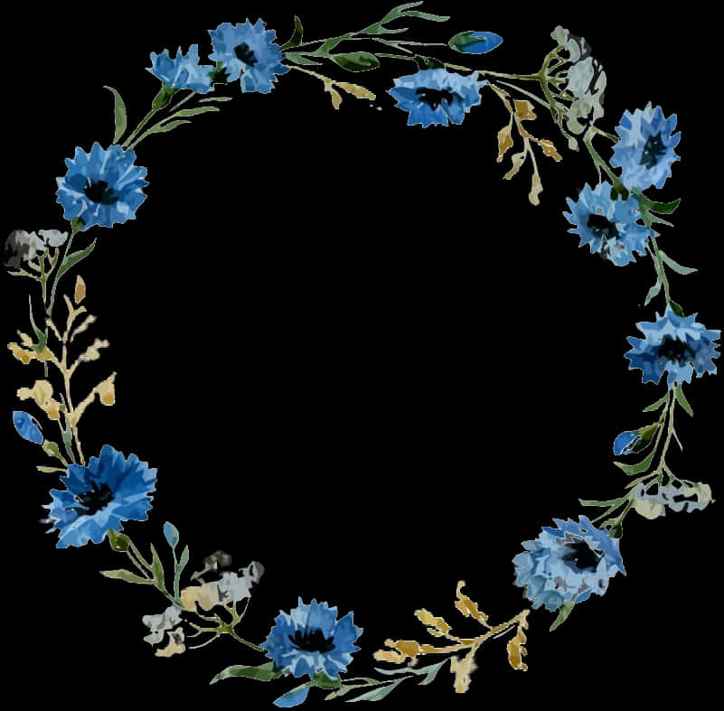 Blue_ Floral_ Wreath_ Graphic PNG image