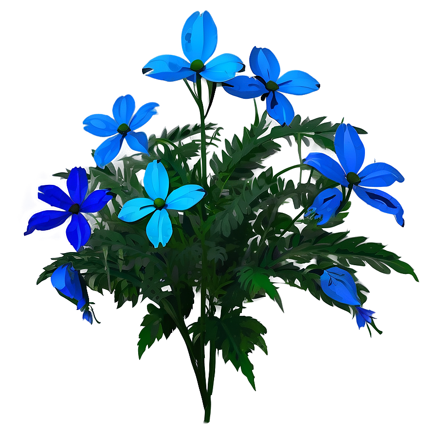 Blue Flower Silhouette Png 05242024 PNG image