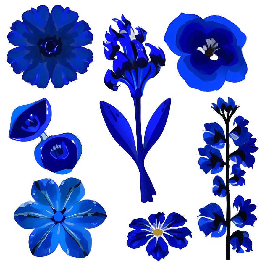 Blue Flower Silhouette Png 05242024 PNG image