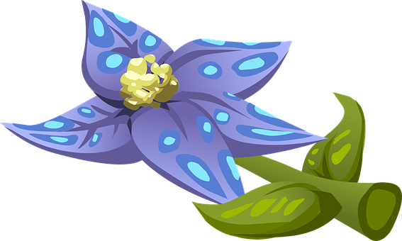 Blue Flowered Plant Illustration PNG image