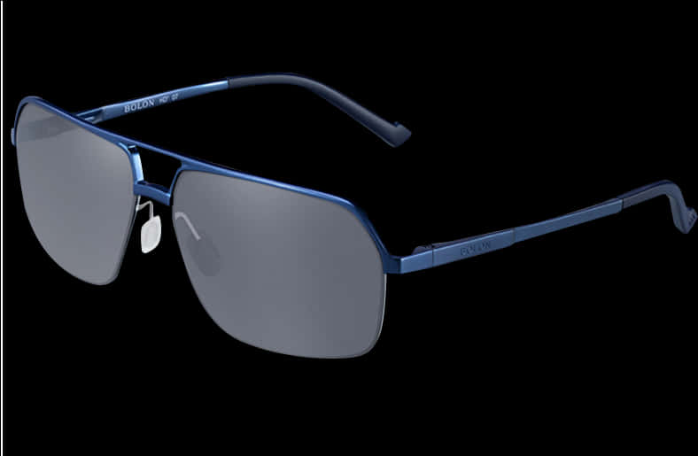 Blue Frame Sunglasses Isolatedon Black PNG image