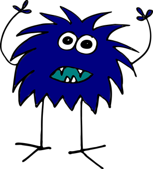 Blue Furry Alien Cartoon PNG image