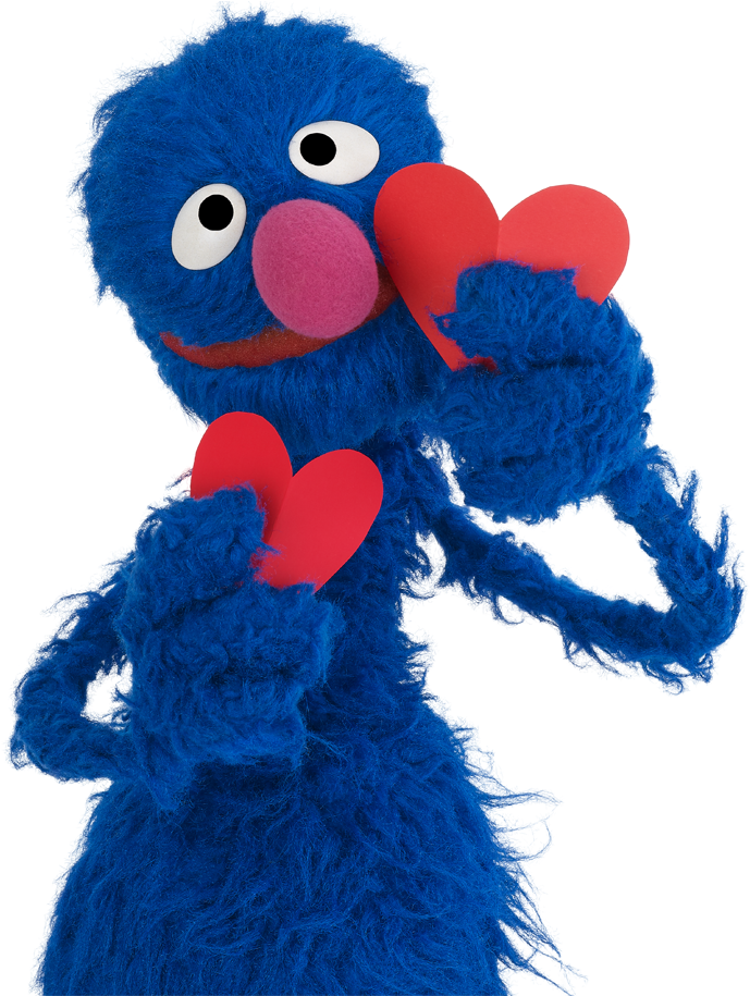 Blue_ Furry_ Character_ Holding_ Hearts.png PNG image