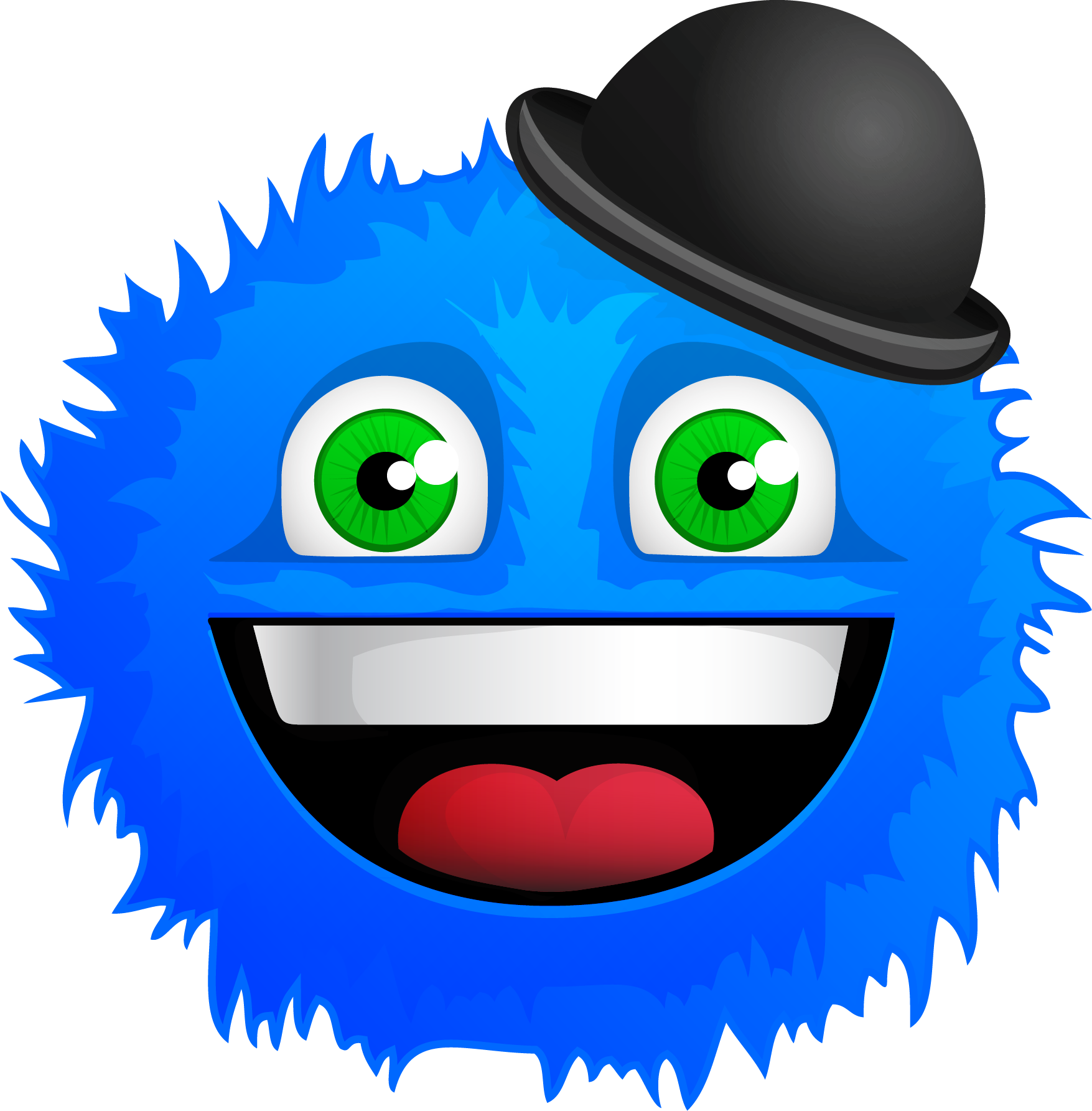 Blue Furry Monsterwith Hat PNG image