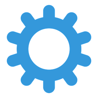 Blue Gear Icon Black Background PNG image