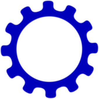 Blue Gear Iconon Black Background PNG image