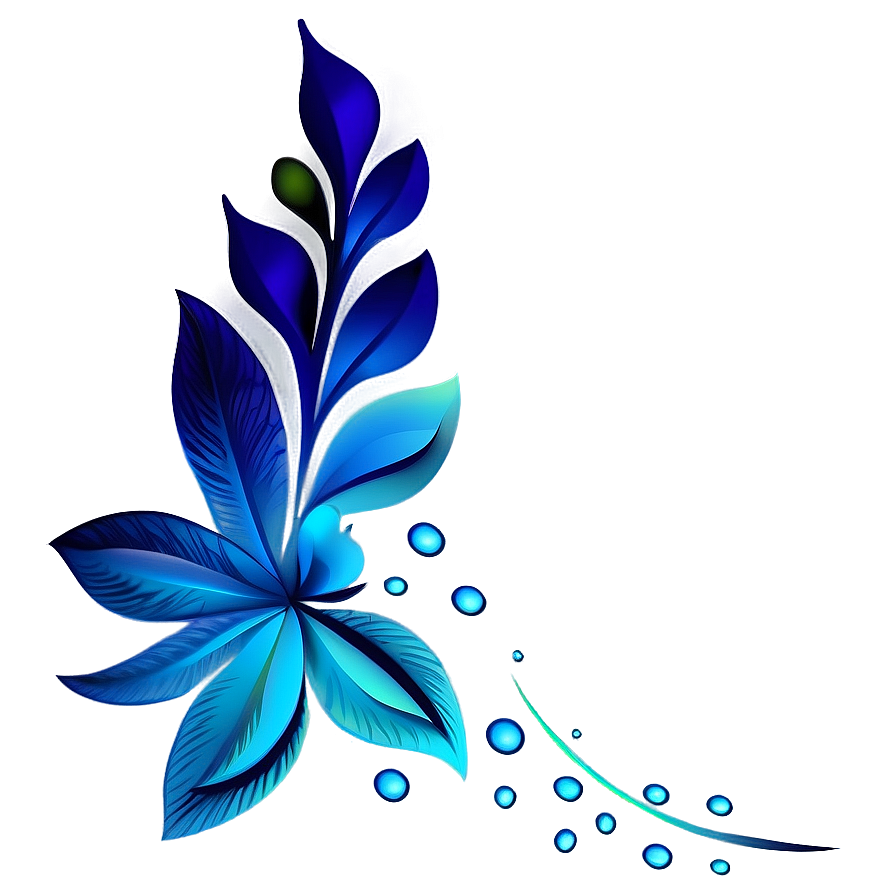 Blue Gradient Floral Png 39 PNG image