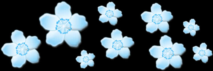 Blue Gradient Flowerson Black Background PNG image