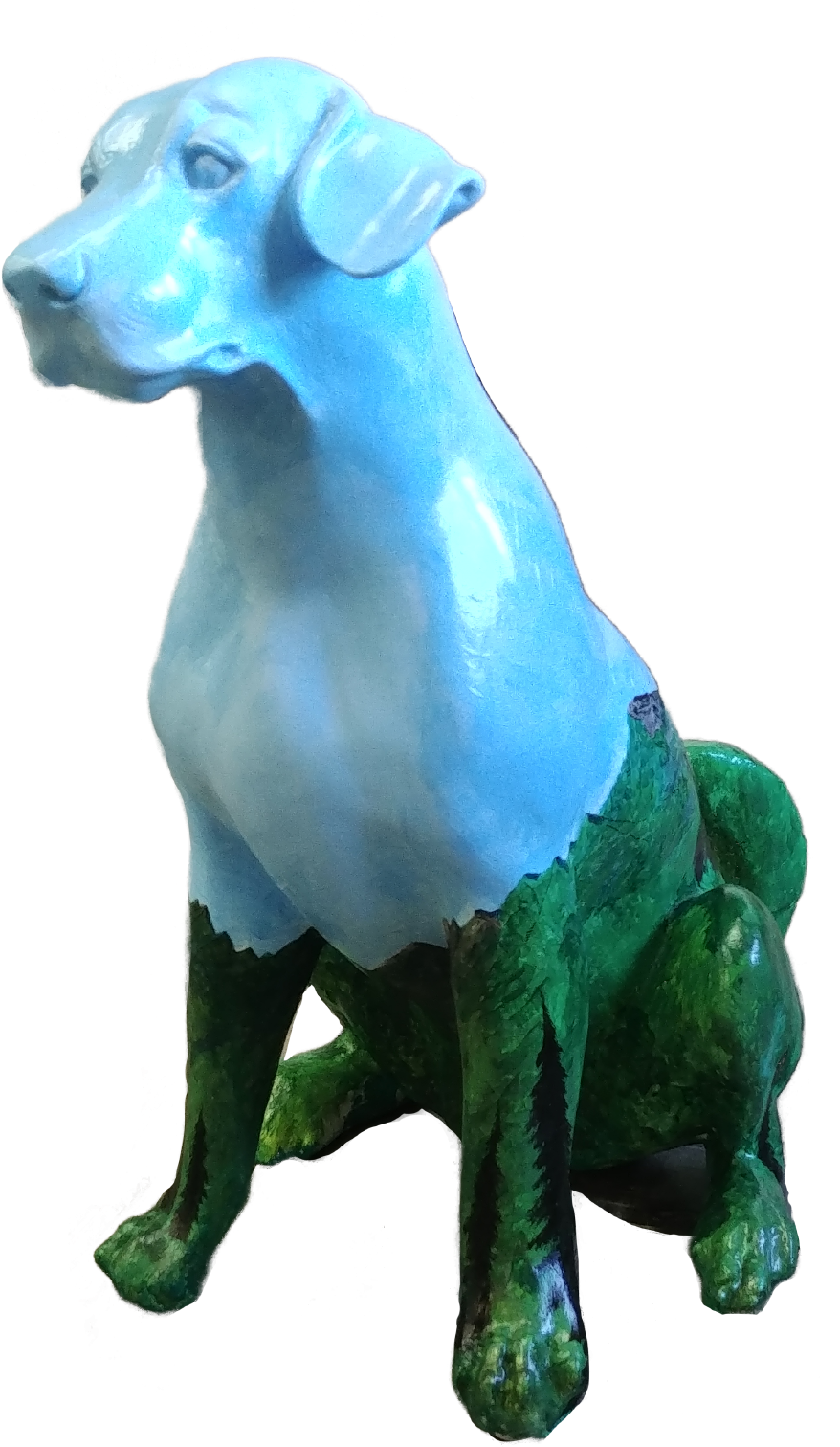 Blue Green Sculpted Dog Figure PNG image