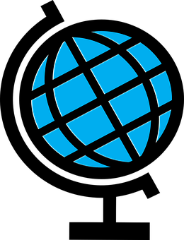 Blue Grid Globe Iconon Black Background PNG image