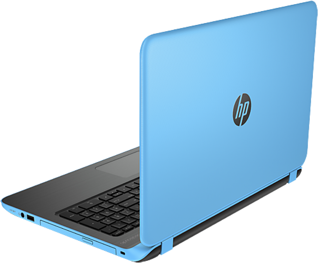 Blue H P Laptop Rear View PNG image