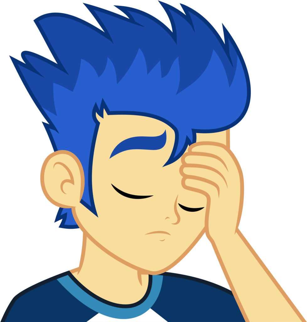 Blue Haired Cartoon Boy Facepalm PNG image