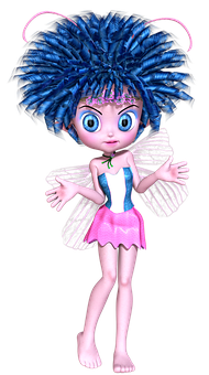 Blue Haired Cartoon Fairy PNG image