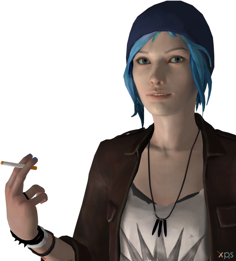 Blue Haired Character With Cigarette PNG image