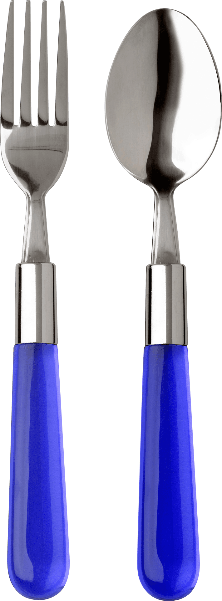 Blue Handled Forkand Spoon Set PNG image