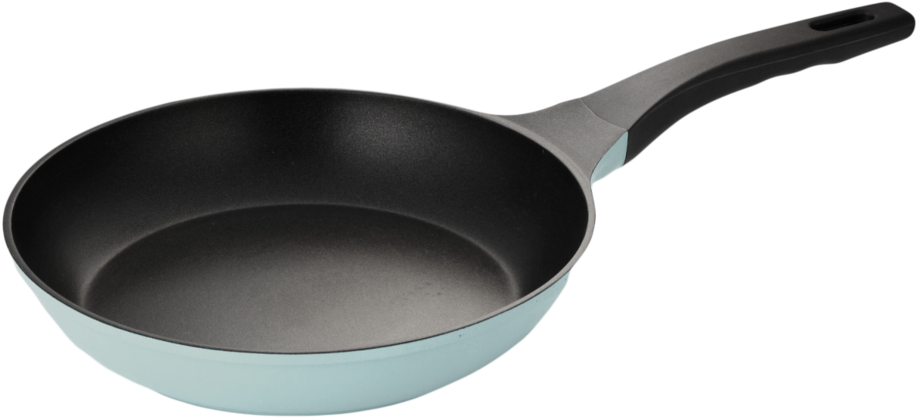 Blue Handled Nonstick Frying Pan PNG image